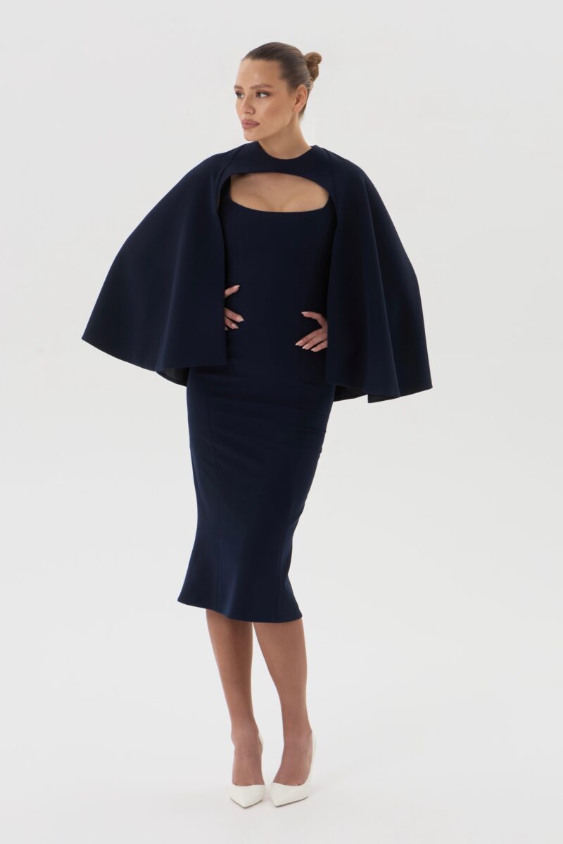 Платье миди с накидкой-кейпом Arden